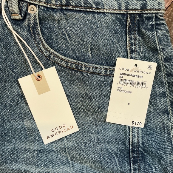 Good American Good Extreme Barrel Jeans High Rise Balloon Fit Indigo Blue Size 8 - Picture 8 of 16